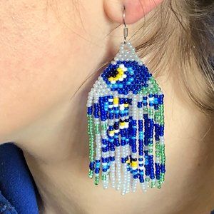 HANDMADE floral long earrings